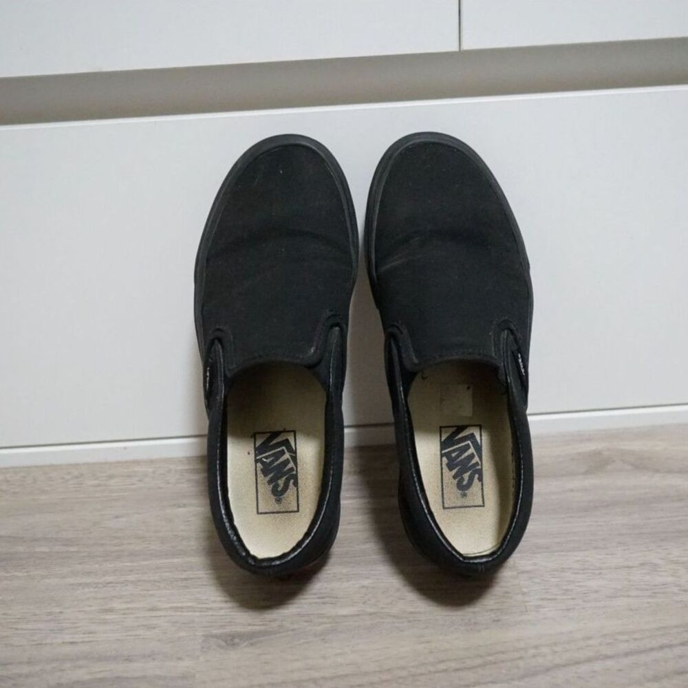 VANs Canvas Slip On Slides Sneakers Black Women Size 7.5 Men Size 6